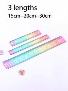 Gradient Rainbow Ruler, Rainbow Color Acrylic Plastic Straight Ruler, Precise Measuring Tool, Suitable For Students, Teachers, Office Workers, Large Number Display Clear, Perfect For Precise Drawing And Measuring In Schools And Offices, Back To School Essential, Gift For Teachers And Students - Multicolor - View 2
