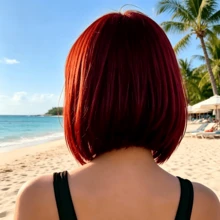 Wig Bob Burgundy 12 Inci untuk Wanita dengan Poni Lurus, Rambut Pendek Lembut Alami, Cocok untuk Semua Warna Kulit, Perjalanan Sehari-hari, Fotografi, dan Halloween. - Burgundy - View 5