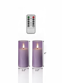 2件/3件/5件 無焰蠟燭，附遙控器、電池供電、定時功能，浪漫 LED 電子蠟燭，裝飾蠟燭，無煙電子 LED 蠟燭，適用於婚禮、壁爐、居家、臥室、求婚、萬聖節、公司派對、家居裝飾、蠟燭暖爐、仿真蠟燭，禮物（薰衣草色，直徑 2.2 英吋，高 4 英吋/5 英吋/6 英吋/7 英吋） - 淡紫色 - 查看 8