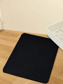 1pc Double Layer Waterproof Honeycomb Design Cat Litter Mat, Collects All Litter Box Waste, Non-Slip, Easy To Clean, Essential Pet Supplies - Black - View 6