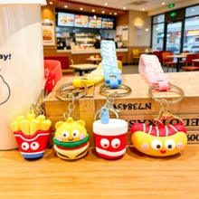 1 pieza Llavero colgante creativo divertido y lindo con forma de comida hamburguesa papas fritas perro caliente, accesorio divertido diario para ropa, bolsos y llaves de coche, adecuado para amantes de la comida, regalos de fiesta de vacaciones, regalos de graduación - Multicolor - Ver 2