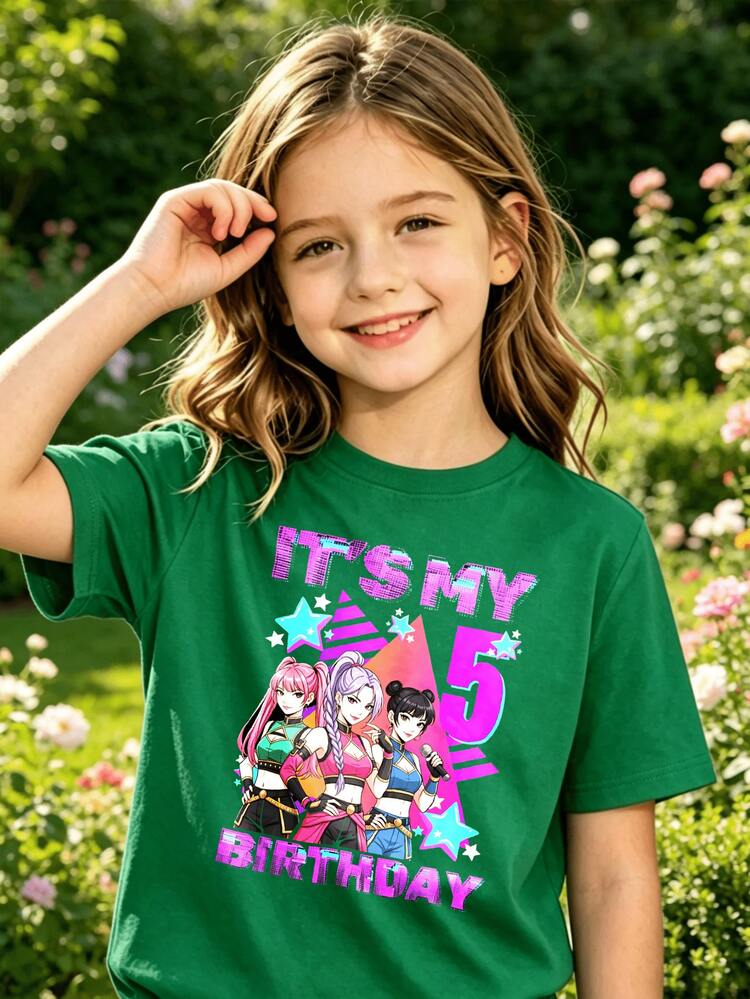 K-Pop Warrior Outfits For Girls, Girlism Girls & Boys 5th Birthday K-Pop Number Set, Breathable Children's Birthday Party Outfit And Casual Wear - 綠色 - 查看 15