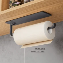 1pc/Kitchen Paper Towel Holder, Hanging Paper Towel Dispenser, No-Drill Roll Paper Rack, Plastic Wrap Household Hanging Rack - Multicolor - View 7