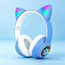 Kids Learning Cat Ear Bluetooth 6.0 Headphones With LED Glowing Light, Foldable Wireless Over-Ear Headset, 400mAh Battery 24H Endurance, AUX TF Card Compatible With PC Laptop For Kids Adults - 查看 15