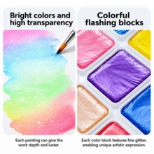 16/28 Colors Pearlescent Watercolor Set. Portable Watercolor Palette Ready To Use. High Transparency And Rich Pigment, Perfect For Sketching, Illustration, Life Drawing And Outdoor Painting. - 1 Set - View 9