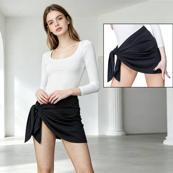 1pc Latin Dance Skirt, One Piece Skirt, Tie Up, Adult Triangle Scarf Apron, Hip Wrap Skirt, Waist Scarf, Irregular Skirt, Ballroom Dance. Suitable For Festivals, Exotic Clothing Decoration, Bohemian, Retro Style, Saree Sari Inspiration.
