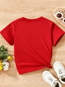 K-Pop Warrior Outfits For Girls, Girlism Girls & Boys 5th Birthday K-Pop Number Set, Breathable Children's Birthday Party Outfit And Casual Wear - 紅色 - 查看 4