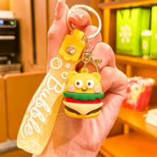 1 pieza Llavero colgante creativo divertido y lindo con forma de comida hamburguesa papas fritas perro caliente, accesorio divertido diario para ropa, bolsos y llaves de coche, adecuado para amantes de la comida, regalos de fiesta de vacaciones, regalos de graduación - Multicolor - Ver 6