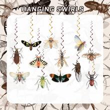 1Set Insect Swirl Decorations - Realistic Paper Spiral Hanging Decor For Ceilings & Walls, Perfect For Birthday Parties & Events, Featuring Ants, Bees, Moths & More - Insect Banner Spiral Set Single Spiral - View 2