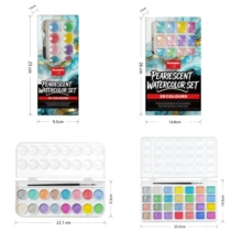 16/28 Colors Pearlescent Watercolor Set. Portable Watercolor Palette Ready To Use. High Transparency And Rich Pigment, Perfect For Sketching, Illustration, Life Drawing And Outdoor Painting. - 1 Set - View 10
