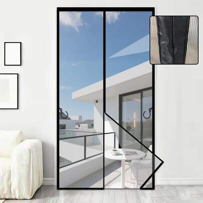 1pc 210cm Summer Magnetic Automatic Closing Mosquito Net Screen, Invisible Door Mesh, Insect & Fly Proof Curtain