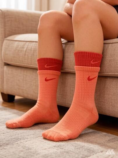 Nike Casual Patchwork Sporty Comfortable High Socks, Unisex, 1 Pasang, Oranye