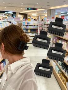 Matte High Ponytail Non-Slip Fixing Hair Claw, Half-Up Back Head Hair Clip, Square Matte Frosted Small Claw, Fashion Versatile Minimalist Comfortable Rubber Paint Back Head Ponytail Hair Clip - Multicolor - View 6