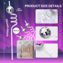 1pc/5pcs Creative Round Glitter Ball Cup, Valentine's Day Single Layer Spherical Straw Cup, Party Disco Fashion Plastic Cup, Suitable For Party, Holiday Gathering, Iced Coffee, Juice, Sisterhood Gathering - Multicolor - View 8