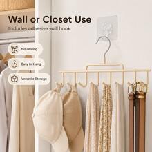 2pcs Set 8-Hook Closet Storage Rack, Space-Saving Clothes And Hat Organizer, With Adhesive Wall Hooks, Multi-Purpose Closet Storage, Can Store Hats, Bras, Scarves, Belts And Accessories. - View 2