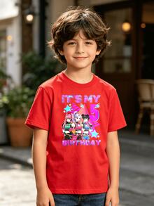 K-Pop Warrior Outfits For Girls, Girlism Girls & Boys 5th Birthday K-Pop Number Set, Breathable Children's Birthday Party Outfit And Casual Wear - 紅色 - 查看 2