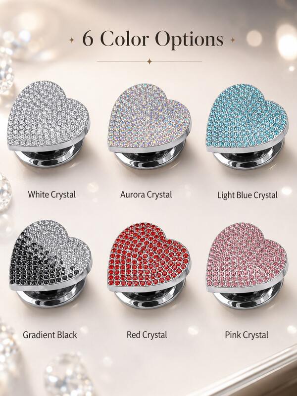 Bling Car Engine Start Button Cover, Heart Crystal Rhinestone Push To Start Button Decoration, Sparkling Diamond Ignition Switch Cover, Universal Car Interior Accessories Decor For Women And Girls, Anti-Scratch Easy Stick-On