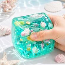 Malt Candy Ocean Ice Cube Squeeze Toy Island Shell Star Soft Rubber Square Toy, Jelly Texture Squeeze Stress Relief Handheld Toy, Soft And Bouncy, Suitable For Desk Decor, Stress Relief And Holiday Small Gifts - Multicolor - View 4