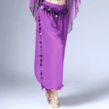 1pc Belly Dance Sequin Performance Pants, Stage Performance Lantern Pants, Dance Practice Sequin Wide Leg Pants, Suitable For Festivals, Exotic Decor, Bohemian Vintage Style, Sari Inspired Design - Multicolor - View 19