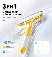 1/2-Piece 3-In-1 Window Cleaner With Integrated Sprayer, Silicone Squeegee And Absorbent Sponge, Cleans Windows, Mirrors And Shower Screens Without Water Marks, Available In White, Blue And Yellow, Multifunctional Household Cleaning Tool - 藍色 - 查看 9