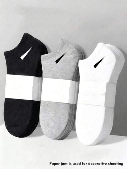 30 Pairs Sports Socks, Black/White/Grey Minimalist Fashion Solid Color Socks, Suitable For Daily Casual Wear, Unisex (1/3/5/10/15/20/30 Pairs)