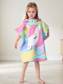 1pc Kids Beach Towel, Unisex Mermaid Hooded Bath Towel, 3-6 Years Old Toddler Pool Towel - Multicolor - View 15