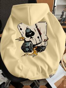 Sudadera de moda para hombre con estampado de cartas de póker - Blanco - Ver 7