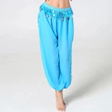 1pc Belly Dance Sequin Performance Pants, Stage Performance Lantern Pants, Dance Practice Sequin Wide Leg Pants, Suitable For Festivals, Exotic Decor, Bohemian Vintage Style, Sari Inspired Design - Multicolor - View 10