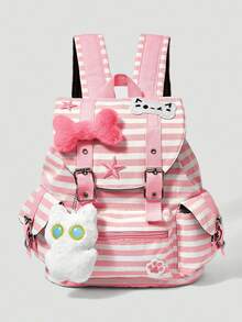 Mochila Casual Versátil, Impermeable y Portátil para Viajes al Aire Libre - rosa blanco - Ver 2