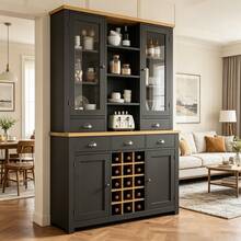 Multi-Purpose Highboard For Home With Tip-Over Protection, Stand Cabinet For Kitchen And Living - Black - View 1