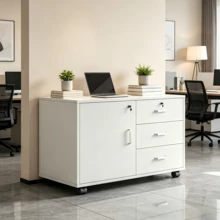 Mobile Filing Cabinet With Lock, Filing Cabinet With Drawers For Office And Home - White - View 1
