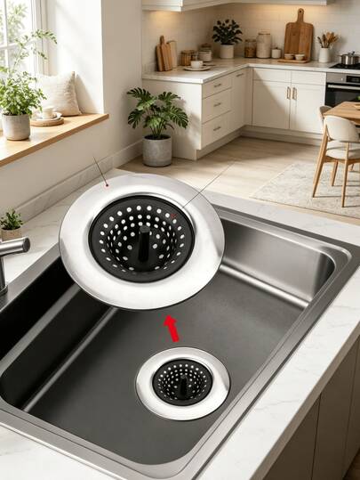 Bộ lọc bồn rửa, nút thu gom tóc bồn tắm bằng thép không gỉ và silicone, bộ lọc lỗ thoát nước vòi sen có tay cầm, bộ lọc bồn rửa bằng kim loại và thoát sàn nhà bếp