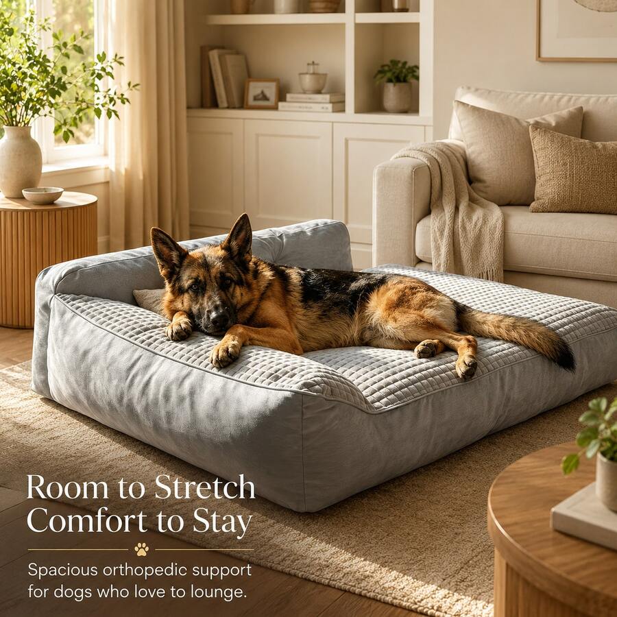 Jumbo Washable Orthopedic Dog Bed, Luxury Anti-Scratch Pet Couch With Removable Cover & Non-Slip Bottom, High-Density Comfort Foam Fluffy Sofa For Large Breeds & Multiple Pets, Indoor Space-Saving Extra Large Puppy Lounge Sleeper Matte - Grey - View 1