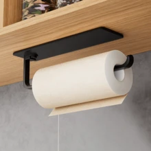 1pc/Kitchen Paper Towel Holder, Hanging Paper Towel Dispenser, No-Drill Roll Paper Rack, Plastic Wrap Household Hanging Rack - Multicolor - View 2