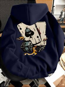 Sudadera de moda para hombre con estampado de cartas de póker - Blanco - Ver 8