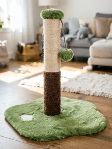 Sisal Cat Scratching Post, Wear-Resistant And Scratch-Resistant To Protect Furniture, Stable Base Preventing Tipping, Paired With A Teasing Pom-Pom For Cats, Serving Both Claw Sharpening And Play Purposes - Multicolor - View 5