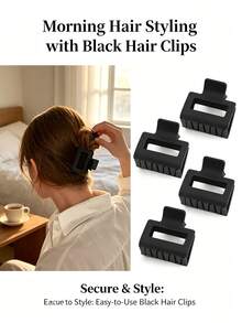 Matte High Ponytail Non-Slip Fixing Hair Claw, Half-Up Back Head Hair Clip, Square Matte Frosted Small Claw, Fashion Versatile Minimalist Comfortable Rubber Paint Back Head Ponytail Hair Clip - Multicolor - View 3