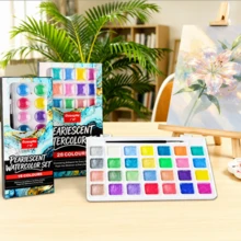 16/28 Colors Pearlescent Watercolor Set. Portable Watercolor Palette Ready To Use. High Transparency And Rich Pigment, Perfect For Sketching, Illustration, Life Drawing And Outdoor Painting. - 1 Set - View 4