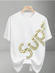 Camiseta de manga corta casual y de moda con estampado de ángel Cupido y letras, para verano - Blanco - Ver 1