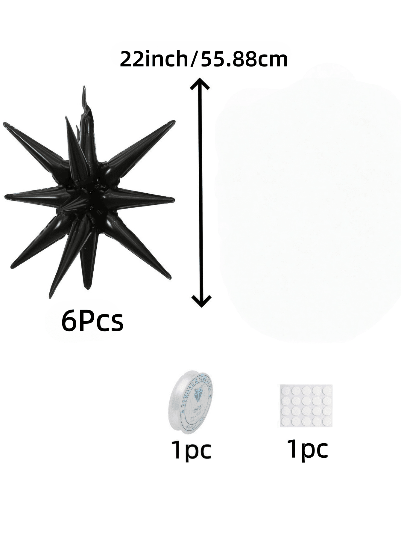6Pcs/Set Explosion Star Foil Balloons, Starburst Foil Balloons Balloons With Fish Line Suitable For Birthday Party Decorations, Bachelorette Party, Wedding, Anniversary, Back To School, Cone-Shaped Polyester Balloons - Black & Gold - View 12