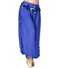 1pc Belly Dance Sequin Performance Pants, Stage Performance Lantern Pants, Dance Practice Sequin Wide Leg Pants, Suitable For Festivals, Exotic Decor, Bohemian Vintage Style, Sari Inspired Design - Multicolor - View 7