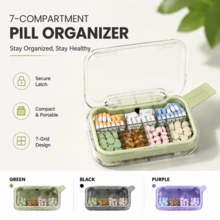 1pc Portable Travel Mini Pill Box | Small Pill Organizer, 7-Day Weekly Pill Box, 7-Compartment Design, Waterproof & Moisture-Proof Portable Pill Box, Fish Oil/Vitamin/Supplement Storage Box, Suitable For Travel, Business Trips, Pocket Carry Pill Storage - View 3