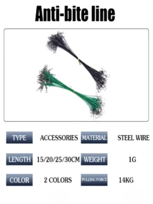 50pcs Steel Fishing Leader With Swivel And Anti-Bite Green Lure, Anti-Bite Wire Leader - A - View 3