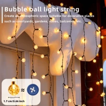 Solar Powered Bubble String Lights 43.69ft/25.65ft/18.4ft, 8 Flashing Modes And 100/50/20 LED Bubble Balls, Modern Style, Plastic Material, Switch Control, For Garden, Christmas, Wedding, Birthday, Holiday Theme Decoration - Solar Bubble Ball - View 8