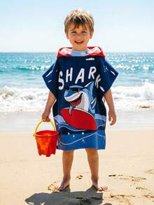 1pc Kids Beach Towel, Unisex Mermaid Hooded Bath Towel, 3-6 Years Old Toddler Pool Towel - Multicolor - View 7