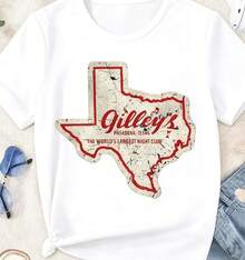 1 pieza de camisa de verano 2026. Camisa casual de cuello redondo. Tallas grandes. Camisa vintage de Gilleys Pasadena Texas para mujer. Estilo retro clásico occidental. Tallas de mujer L-3XL - Blanco - Ver 1