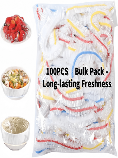 300PCS Colorful Disposable Elastic Bowl Covers, Stretch Food Lids, Dust-Proof And Fresh-Keeping, Great Alternative To Plastic Wrap. Suitable For Bowls, Plates, Fruits, Bread Proofing, Picnics, Camping And Daily Kitchen Use