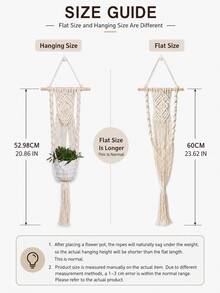 Hanging Flower Pot Rack, Bohemian Style Wall Mounted Flower Pot Basket, Rope Plant Stand, Suitable For Home, Garden, Balcony, Room Decor - Beige - View 13