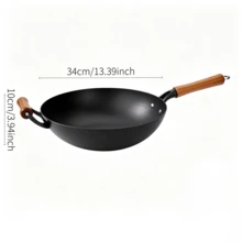 1 Piece Iron Wok, Fast Heat Conduction, Delivers Delicious Stir-Fries, Compatible With Gas Stoves, No Spillage While Tossing Food, Wear-Resistant And Long-Lasting - View 9
