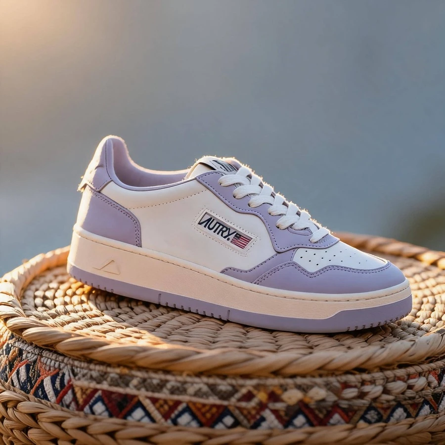 AU - Classic Grey And White Lace-Up Shoes Adorned With A Colorful Patchwork Design. Comfortable Skate Shoes, Designed For Couples, With A Contrasting Design In Bold Colors. - 紫色 - 查看 1